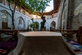 table on a Tapchan inside a medieval caravanserai