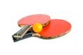 Table Tennis Bats with Ball. Royalty Free Stock Photo