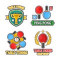 Table tennis colorful logo labels vector poster on white Royalty Free Stock Photo