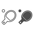 Table tennis line and glyph icon. Ping pong vector illustration isolated on white. Table tennis racket and ball outline Royalty Free Stock Photo