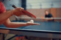 Table tennis, male and female ping pong players Royalty Free Stock Photo