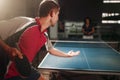 Table tennis, male player with racket and ball