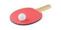 Table tennis or ping pong paddle or racket with table tennis ball on white background Royalty Free Stock Photo