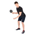 Table tennis player with ball and racket, vector flat isolated illustration Royalty Free Stock Photo