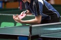 Table tennis player serving Royalty Free Stock Photo