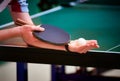 Table tennis player serving Royalty Free Stock Photo