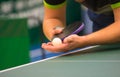 Table tennis player serving Royalty Free Stock Photo