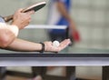 Table tennis player serving Royalty Free Stock Photo