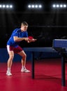 Table tennis player at sports hall Royalty Free Stock Photo