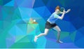 Table tennis player triangle polygonal low poly vector illustration