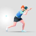 Table tennis player triangle polygonal low poly vector illustration