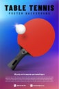 Table tennis poster template with racket and ball with shiny flash Royalty Free Stock Photo