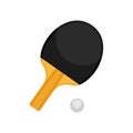 Table tennis racket and ball. Ping Pong flat style vector illustration. Royalty Free Stock Photo