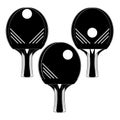 Table tennis racket with ball silhouettes, vector illustration Royalty Free Stock Photo