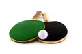 Table tennis rackets and ball Royalty Free Stock Photo