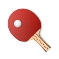 Table tennis red racket and ball isolated on white Royalty Free Stock Photo