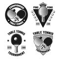 Table tennis set of four vector vintage emblems Royalty Free Stock Photo