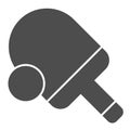 Table tennis solid icon. Ping pong vector illustration isolated on white. Tennis racket and ball glyph style design Royalty Free Stock Photo
