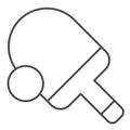 Table tennis thin line icon. Ping pong vector illustration isolated on white. Tennis racket and ball outline style Royalty Free Stock Photo