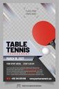 Table tennis tournament poster template with racket and ball