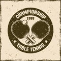 Table tennis vintage round vector emblem