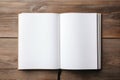 Open empty blank notebook wooden background Royalty Free Stock Photo