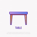 Table thin line icon. Modern vector illustration of furniture, element of interior