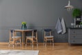 Table in simple kitchen interior