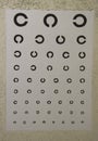 Table to check visual acuity hanging on the wall Royalty Free Stock Photo
