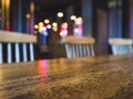 Table top Bar counter desk Seats Blurred colourful lighting Royalty Free Stock Photo