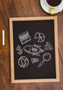 Table top with a blackboard with web graphics Royalty Free Stock Photo
