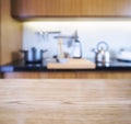 Table top Blur Kitchen Pantry with kitchenware cooking Royalty Free Stock Photo