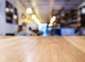 Table top with Blurred Bar restaurant cafe interior background Royalty Free Stock Photo