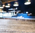 Table top with Blurred Cafe Kitchen interior background Royalty Free Stock Photo