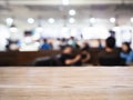 Table top with Blurred People Cafe Shop interior background