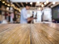 Table Top counter Bar with Blurred Barista background Royalty Free Stock Photo