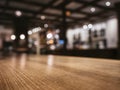 Table top wooden counter Bar restaurant Blur background Royalty Free Stock Photo