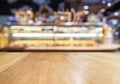 Table Top Counter with Blurred display shelf Bakery Shop Royalty Free Stock Photo