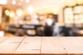 Table top counter with Blurred People in Restaurant Cafe background Royalty Free Stock Photo