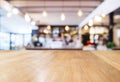 Table top Counter with Blurred Restaurant Shop interior background Royalty Free Stock Photo