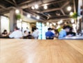 Table top counter in Coffee shop cafe Blurred people background