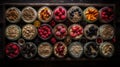 a table top featuring an array of various jarred desserts and yogurts