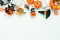 Table top view aerial image of decoration Happy Halloween day background concept. Royalty Free Stock Photo