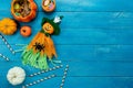 Table top view aerial image of decoration Happy Halloween day background concept Royalty Free Stock Photo