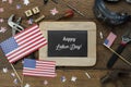Table top view aerial image of decoration the sign of USA labor day on Sep 3,2018 background Royalty Free Stock Photo