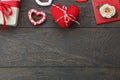 Table top view aerial image of decoration valentine`s day Royalty Free Stock Photo