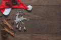 Table top view aerial image of items decor Merry Christmas & Happy new year background concept. Royalty Free Stock Photo