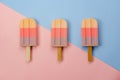 Table top view aerial image of sign or food of summer season holiday background concept.Flat lay of pastel ice cream on modern Royalty Free Stock Photo