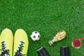 Table top view aerial image soccer or football season background. Royalty Free Stock Photo