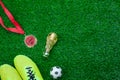 Table top view aerial image soccer or football tournament season background. Royalty Free Stock Photo